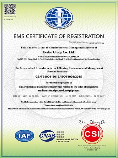 Beston Group Certyfikat ISO 14001 EMS