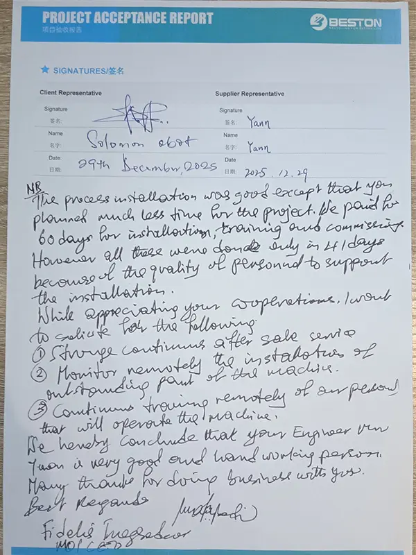 African Client's Project Acceptance Report