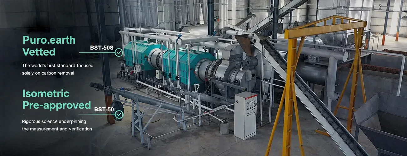 BST-50 Series Sawdust Charcoal Making Machine Vetted by Puro.earth and Pre-approved by Isometric
