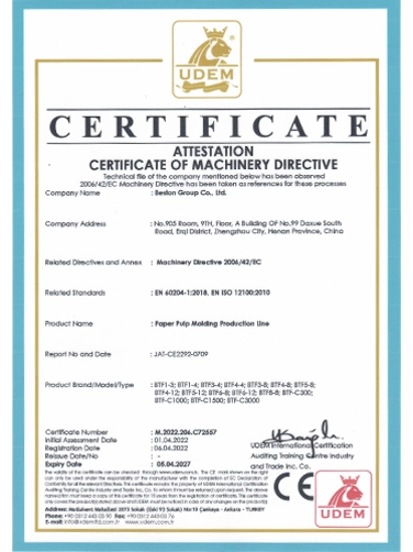 Certificación CE para Beston Máquina de bandeja de huevos con secador de metal