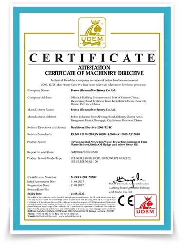 CE Certification for Pyrolysis Plant BLJ and BLL Series