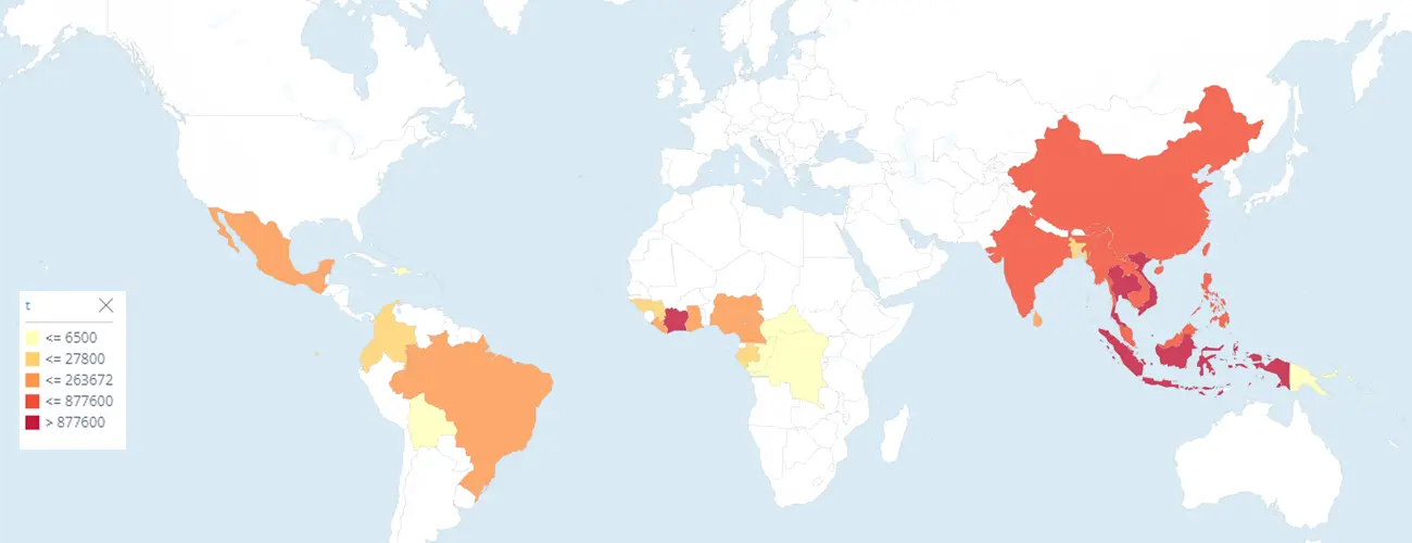 Production quantities of Natural rubber in primary forms by country 2024