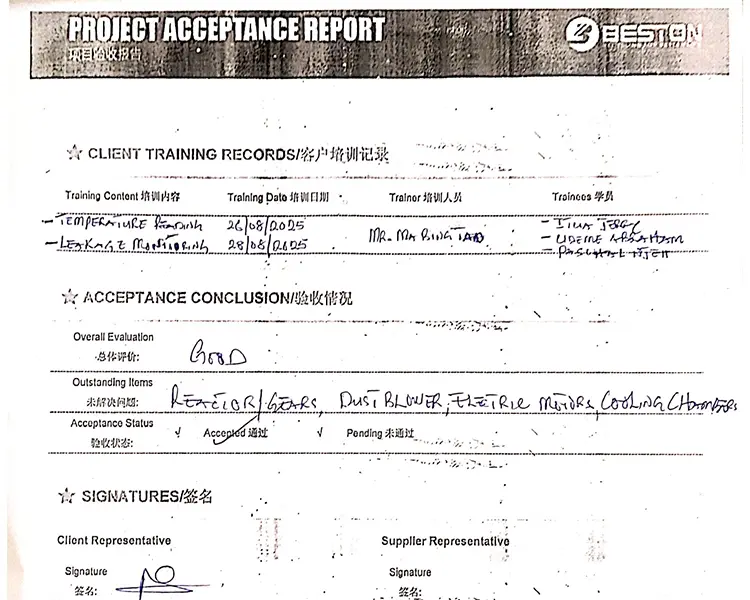 Project Acceptance Report 2025 Oil Sludge Thermal Desorption Project