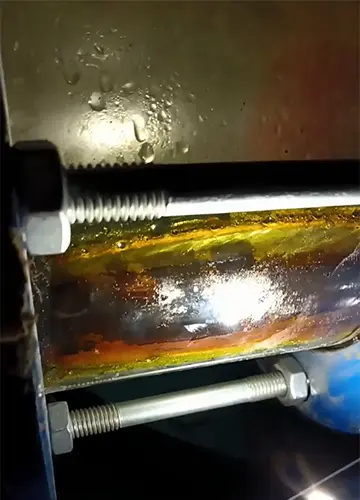 Pyrolysis Oil Flowing through Sight Glass