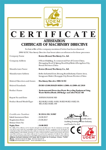 CE Certification for Beston Tyre to Oil Plant