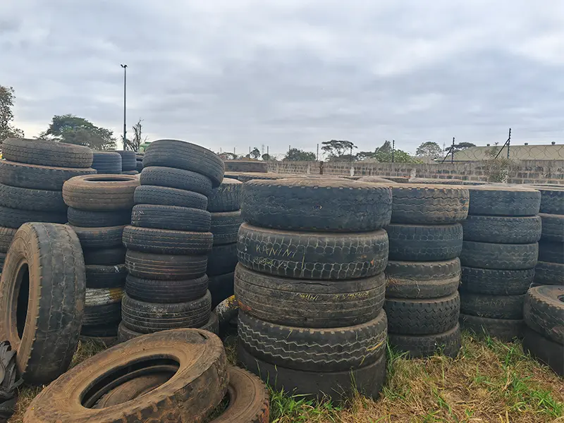 waste tire stockpile collected as pyrolysis feedstock in East Africa