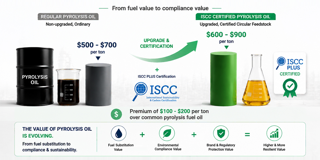 ISCC PLUS‑Certified Plastic Pyrolysis Oil — Higher Market Premium