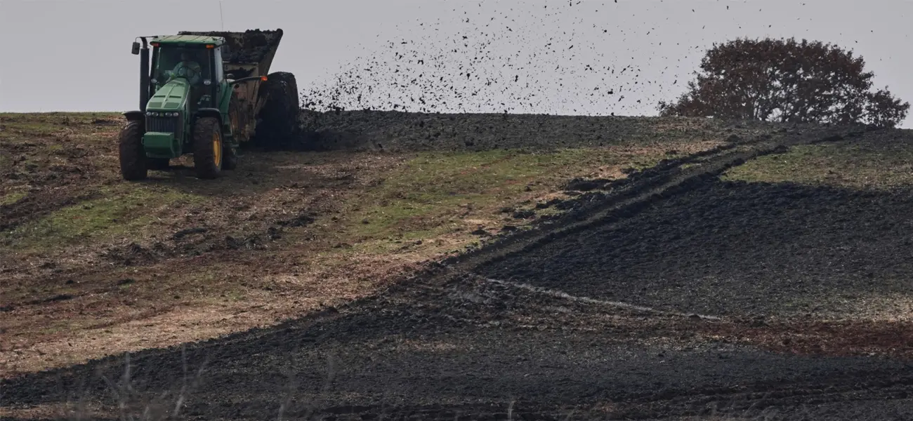 Sewage sludge residue applied to farmland as fertilizer